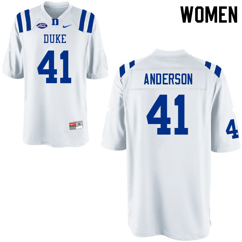 Women #41 Grissim Anderson Duke Blue Devils College Football Jerseys Sale-White - Click Image to Close